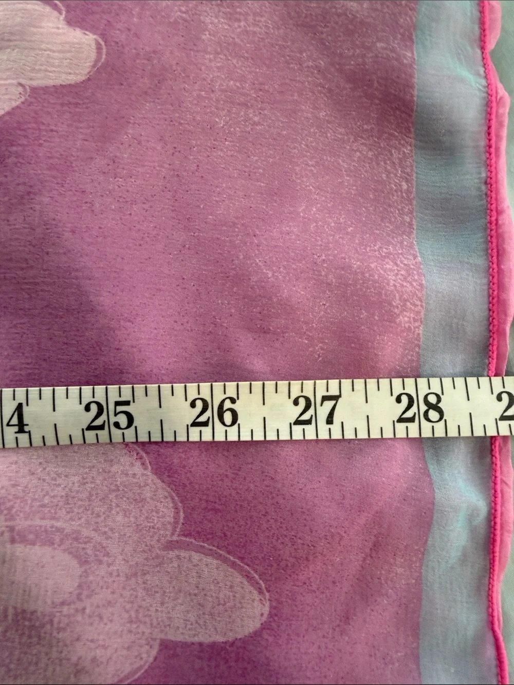 Silky Pink & Blue Scenic Print Scarf